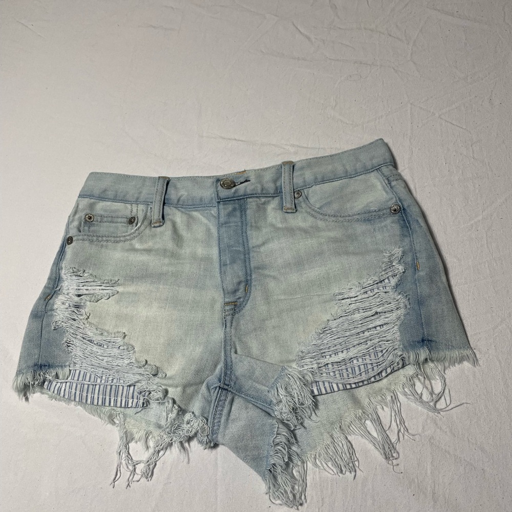 American Eagle Outfitters Blue Distressed Jean Shorts